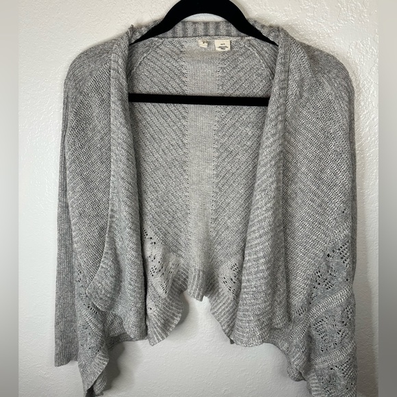 MOTH Anthropologie Open Front Cascade Drape Cardigan Sweater Gray Womens Small - Picture 3 of 9